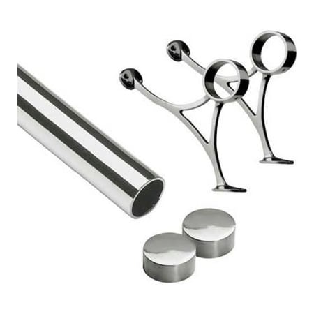 , 5' Foot Rail Kit, 2 Tube, Polished Stainless Steel